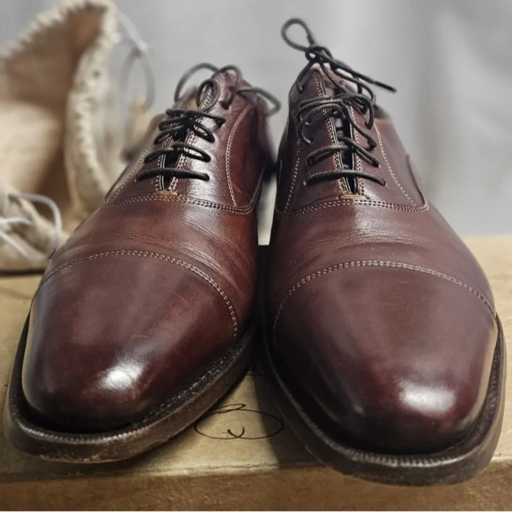 VTG SANTONI Andrea Santoni Italian handmade oxford lacing brown mens 12D